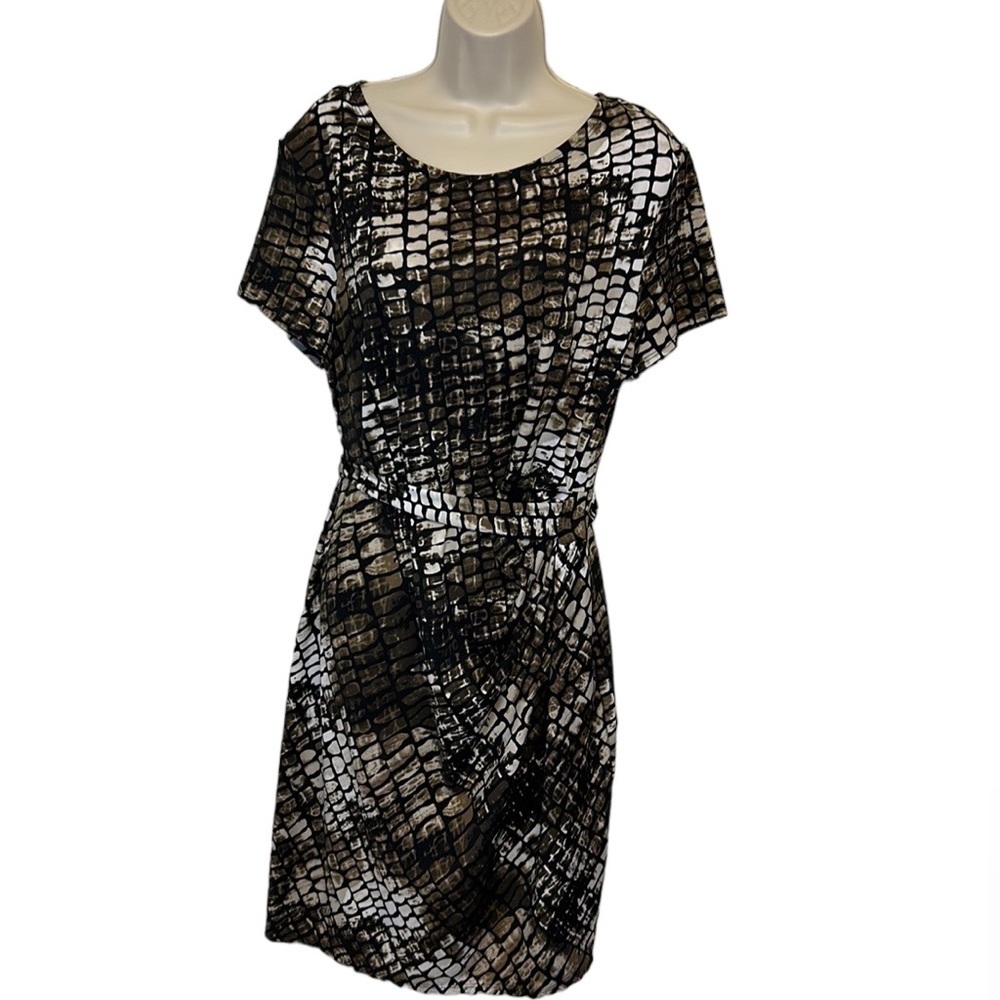 Vintage Studio AA Animal Print Belted Faux Wrap Dress